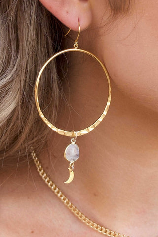I Am Abundance Moonstone Hoop Earrings