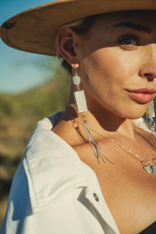 Goddess Within Selenite & Moonstone Fringe Earrings