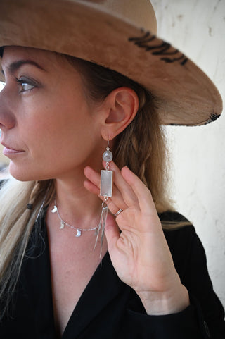Goddess Within Selenite & Moonstone Fringe Earrings