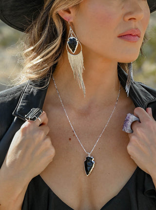 Transforming My Energy Obsidian Silver Earrings
