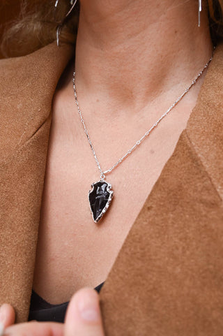 Rooted in Love Obsidian Arrowhead Necklace