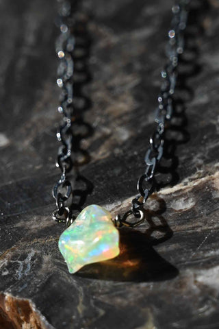 silver opal gemstone necklace