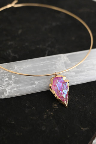 Heart Work Pink Aura Quartz Choker