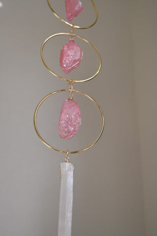 Joyful Girl Pink Aura Quartz Hanging