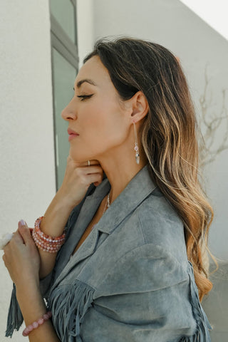 Free Love Quartz Silver Threader Earrings