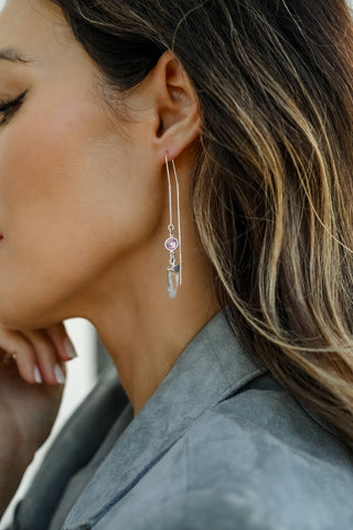 Free Love Quartz Silver Threader Earrings