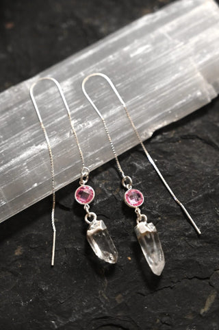 Free Love Quartz Silver Threader Earrings