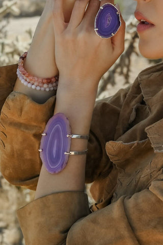Highest Self Purple Agate Silver Cuff