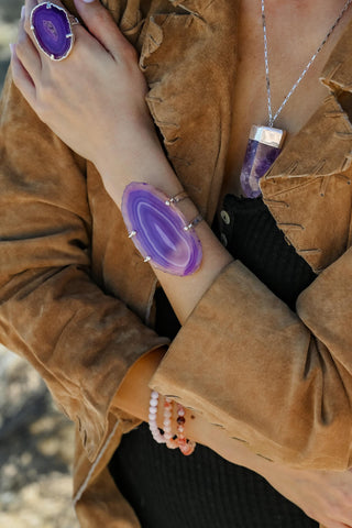 Highest Self Purple Agate Silver Cuff