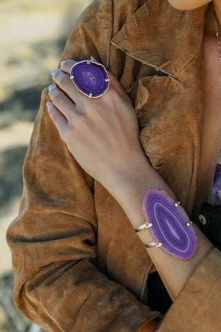 Inner Wisdom Purple Agate Silver Ring