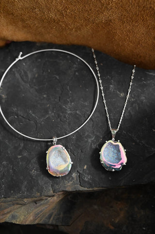 I Am Connected Druzy Agate Silver Necklace