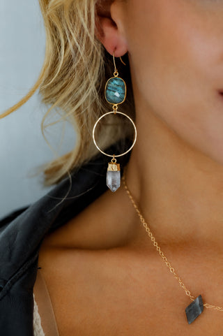 Becoming My Highest Self Labradorite & Quartz Gold Earrings