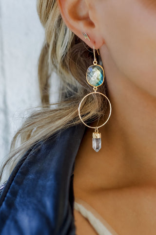 Becoming My Highest Self Labradorite & Quartz Gold Earrings