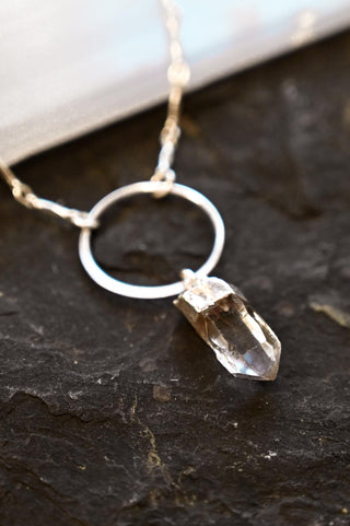 clear quartz pendant sterling silver necklace