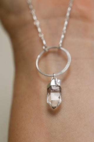 clear quartz pendant sterling silver necklace