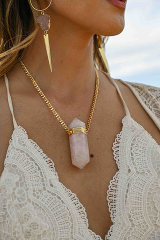 I Am Love Rose Quartz Crystal Necklace