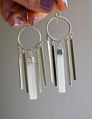 Angel Energy Selenite Silver Earrings