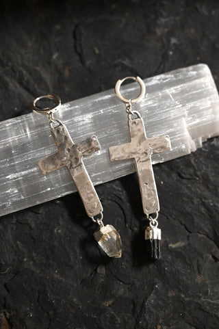Creating Light From The Dark Silver Cross Earrings
