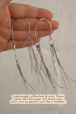 silver fringe drop dangle earring
