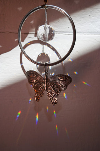 silver butterfly glass prism suncatcher