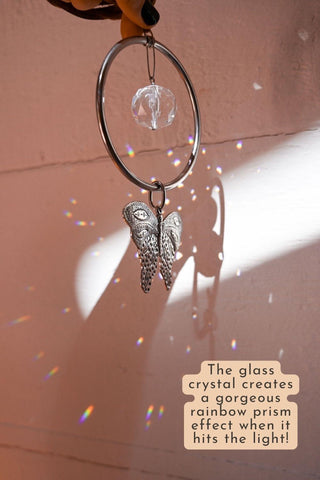 silver butterfly glass prism suncatcher