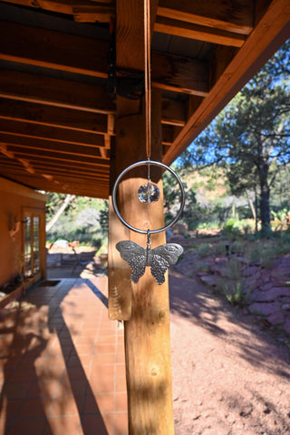 silver butterfly glass prism suncatcher