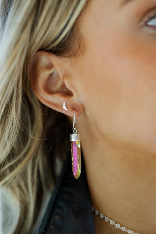 New Beginnings Are Here Crescent Moon Silver Stud Earrings