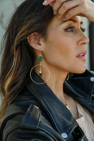 Open To Love Tourmaline Emerald Gold Hoop Earrings