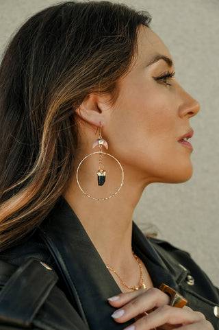 All You Need Is Love Tourmaline Pink Opal Gold Hoop Earrings