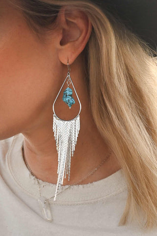 Turquoise Truth Silver Fringe Earrings