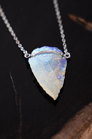 opalite arrowhead pendant silver necklace