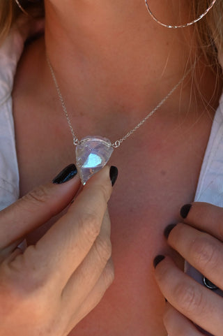 opalite arrowhead pendant silver necklace