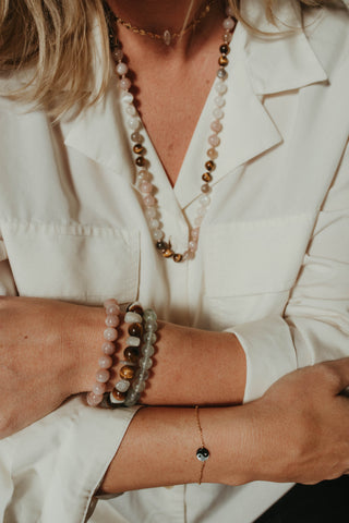 brown tigers eye white moonstone gemstone bracelet