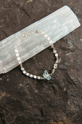 blue aquamarine silver chain bracelet