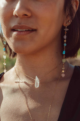 seven gemstone dangle earrings