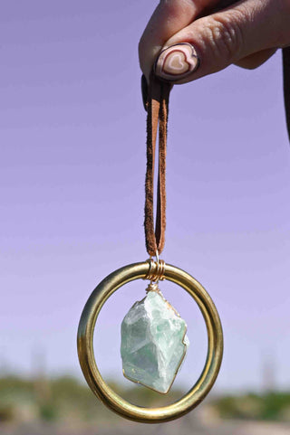 green fluorite brass car charm