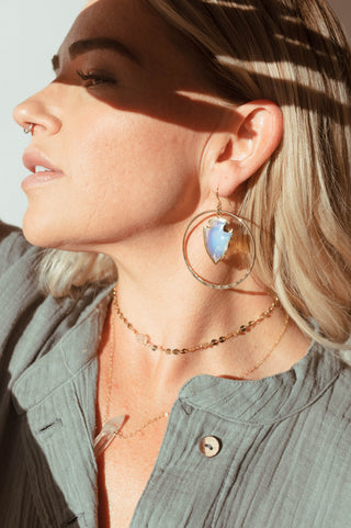 opalite arrowhead pendant gold hoop earrings