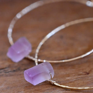 amethyst gold hoop earrings