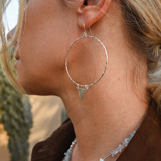 sterling silver triangle silver hoop earrings