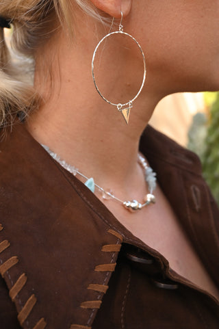 sterling silver triangle silver hoop earrings