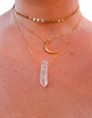 crystal gold necklace layering set