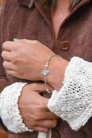 blue aquamarine silver chain bracelet