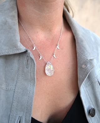 silver crystal necklace earring ring set 