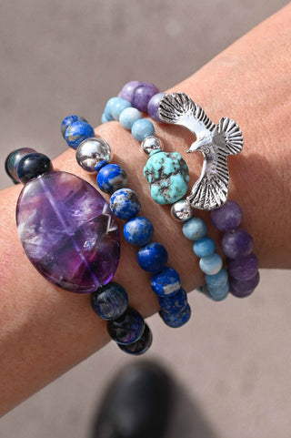 blue purple gemstone bracelet stack