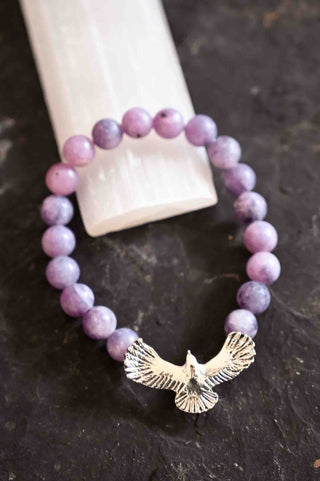 purple gemstone silver eagle bracelet