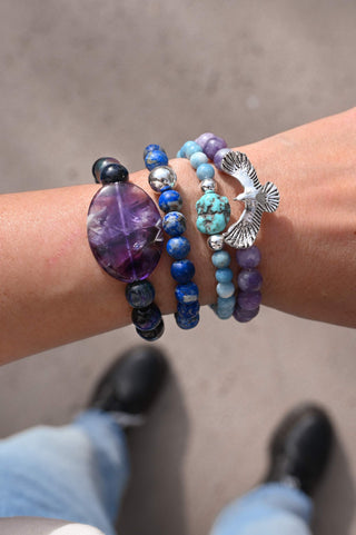 blue purple gemstone bracelet stack