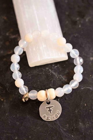 white agate gemstone beaded charm bracelet
