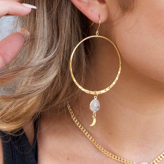 moonstone gold hoop earrings