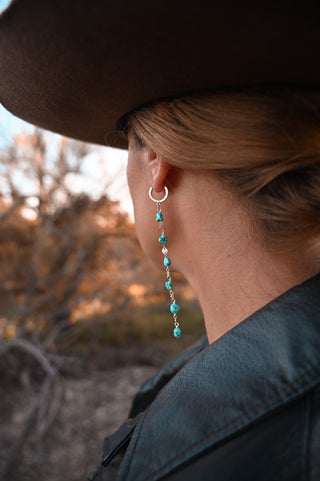 blue turquoise gemstone silver dangle earrings