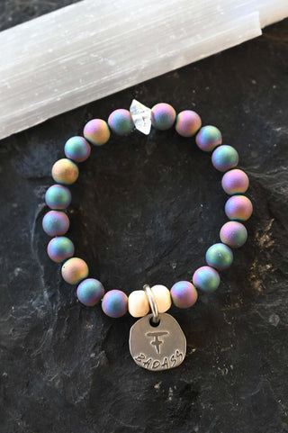 multi colored agate herkimer diamond beaded bracelet
